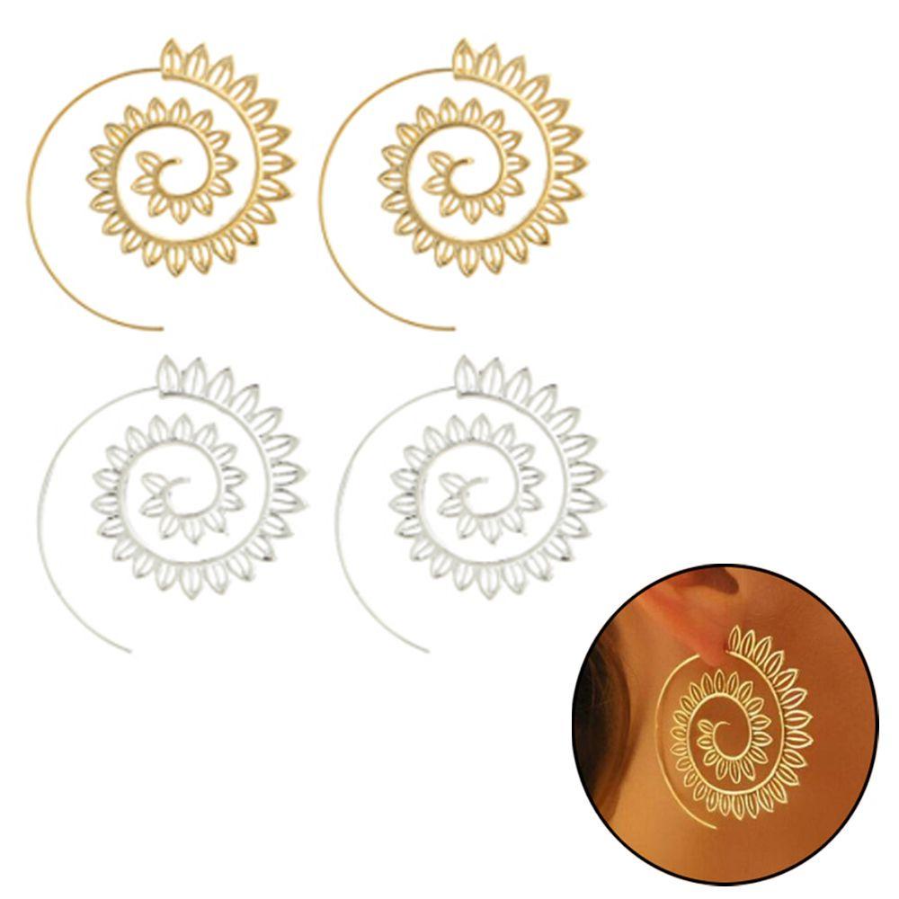 ROWANS 1 Đôi Bông Tai Hình Xoắn Ốc Phong Cách Boho Cổ Điển
