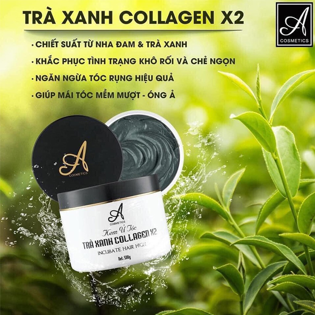 Kem Ủ Tóc Phục Hồi Tóc Hư Tổn nặng Tinh Chất Trà Xanh Acosmetics - 500g