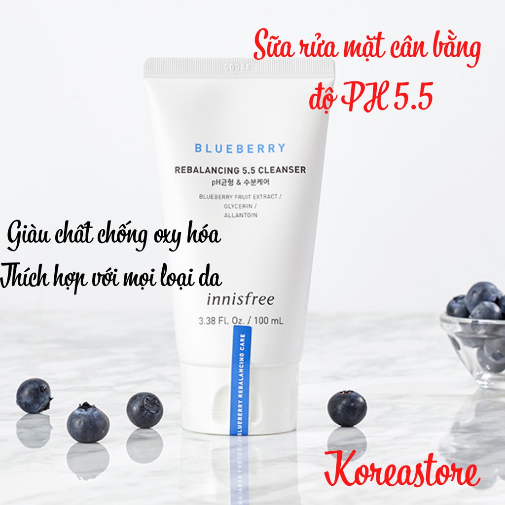 (Date T11/2023) Sữa rửa mặt cân bằng PH Innisfree Việt quất 100ml