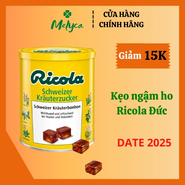 Date 2025 kẹo ngậm ho thảo mộc ricola original herb 250gr đức - shop melyca - ảnh sản phẩm 1