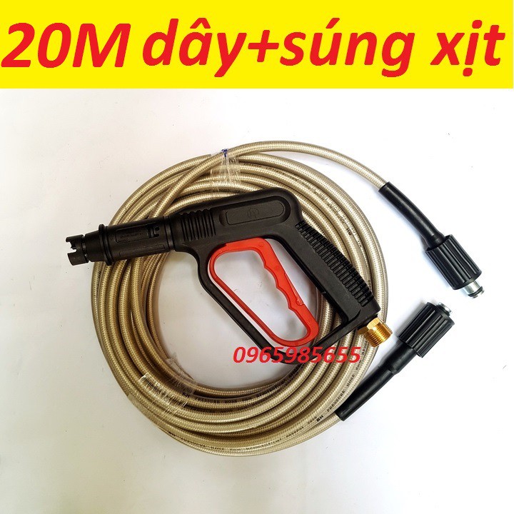 Bộ 10M-15M-20M-30M dây rửa xe và súng xịt - súng rửa xe áp lực cao ren 22mm,dây rửa xe