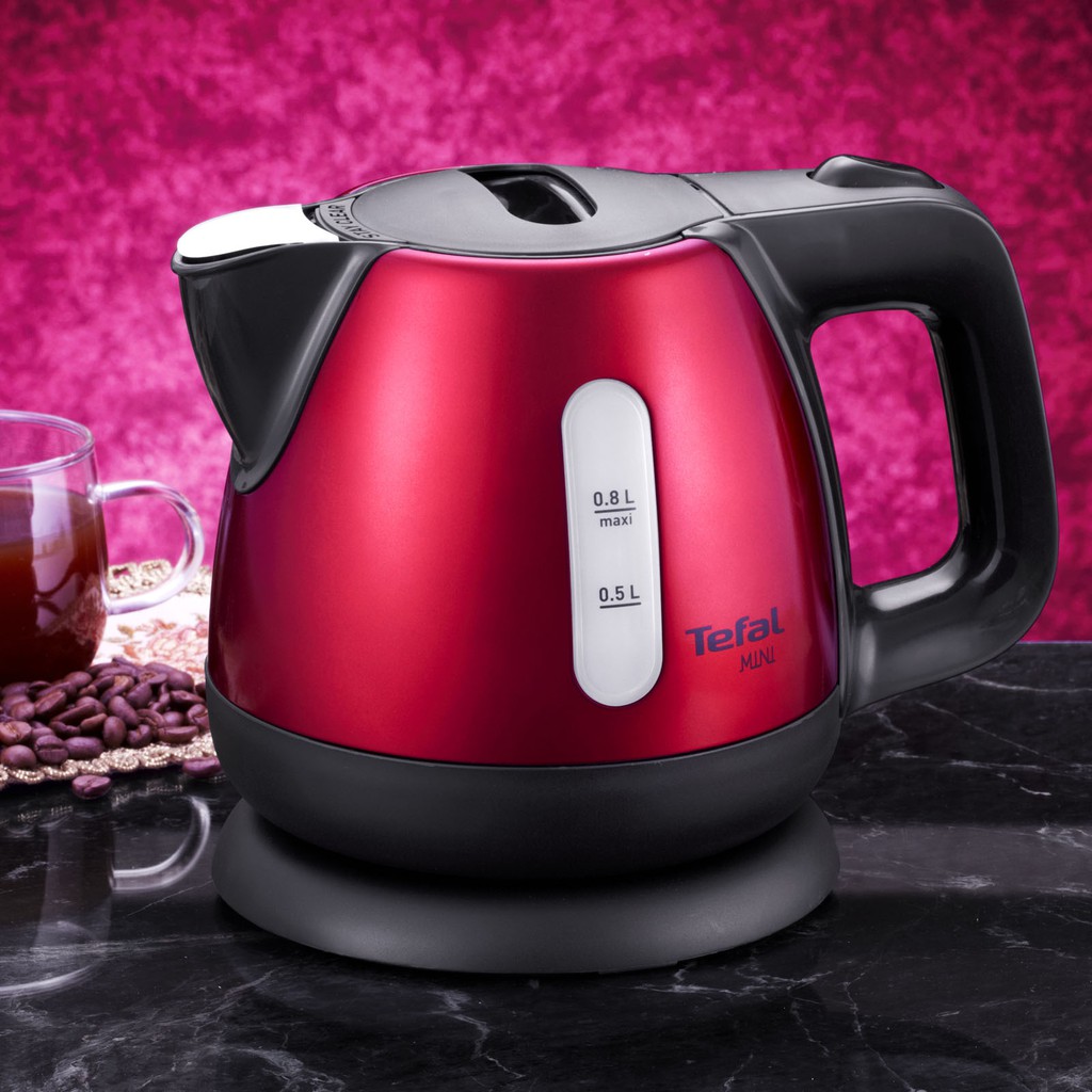 Ấm đun nước điện không dây bằng thép không gỉ Tefal BI812 Mini Ruby (0.8L) 2200W Đỏ