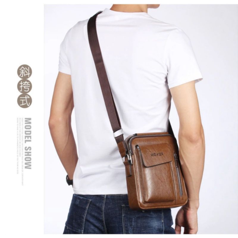 Túi đeo chéo nam, túi da nam, túi đeo hông da PU siêu bền tiện lợi nhiều ngăn