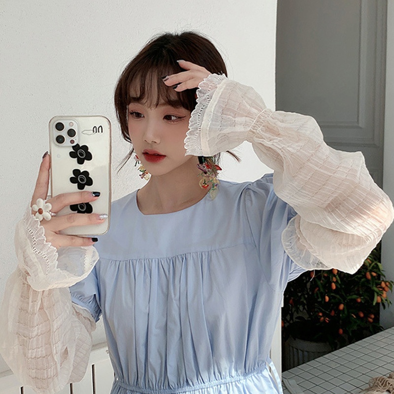 Găng Tay Dài Phối Ren Trang Trí Diềm Xếp Nếp Thanh Lịch Cho Cô Dâu
