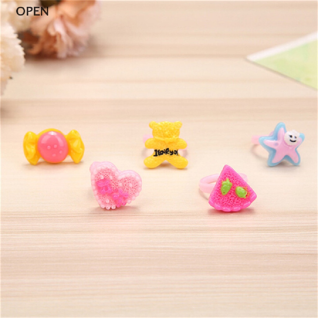 Op 10 Cái Đáng Yêu Hỗn Hợp Nhiều Loại Hoạt Hình Trẻ Em / Trẻ Em Trang Sức Nhẫn Resin Quà Tặng my