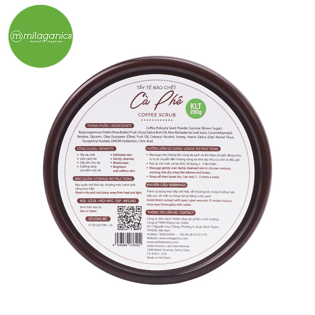 Tẩy tế bào chết Cà phê Milaganics 280g (Hũ) | BigBuy360 - bigbuy360.vn