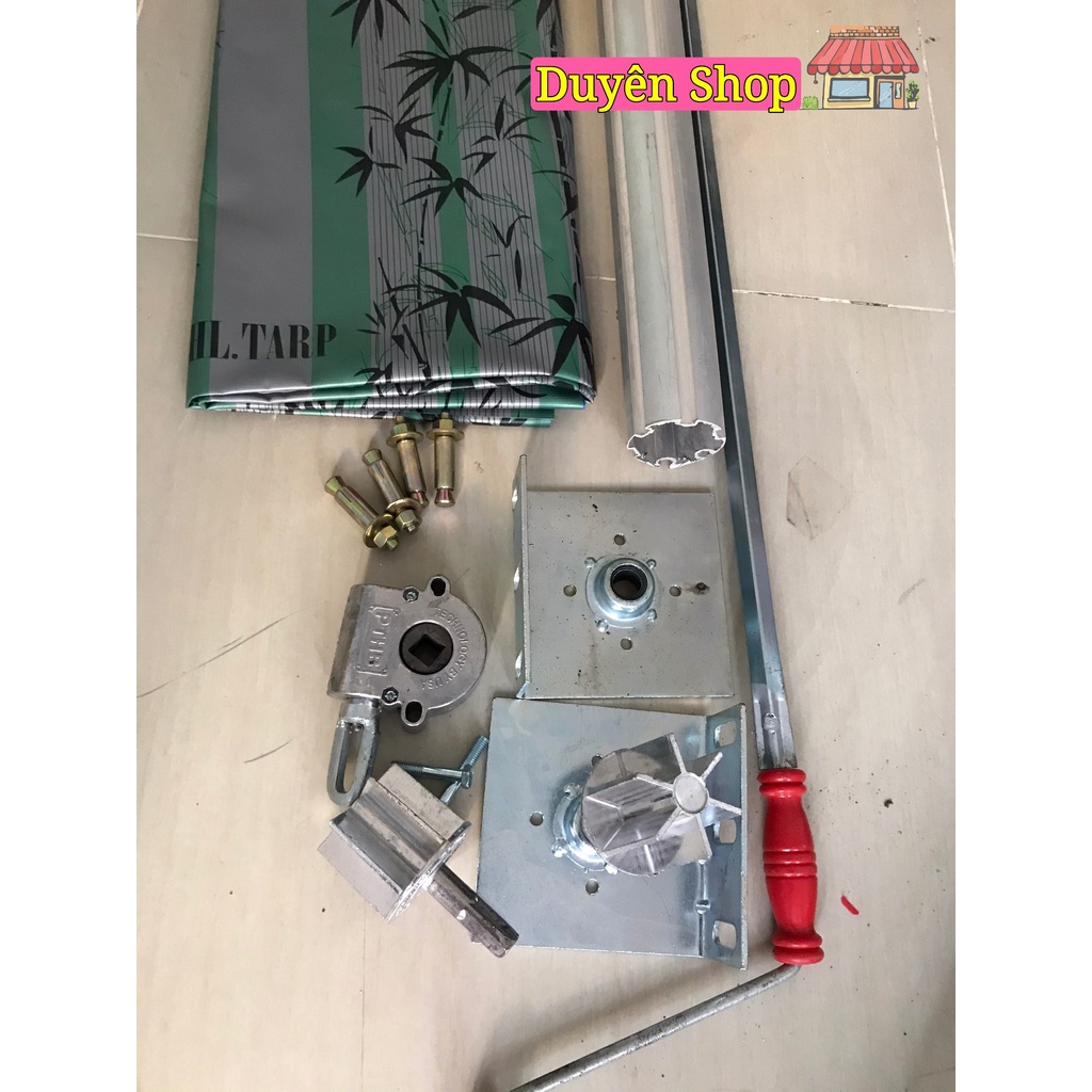 Bạt Mái Thả Hộp Số Tay Quay ( gồm linh kiện + bạt ) KT Ngang 2m x Ca2.5m