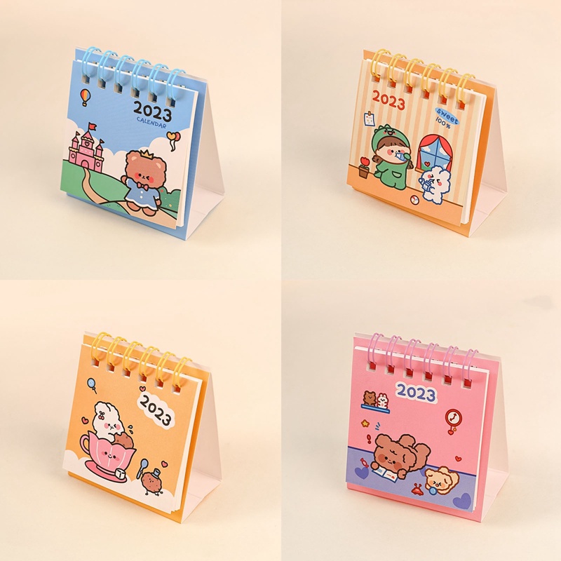 Lịch Để Bàn 2023 mini Họa Tiết Hoạt Hình Dễ Thương Dùng Để Trang Trí