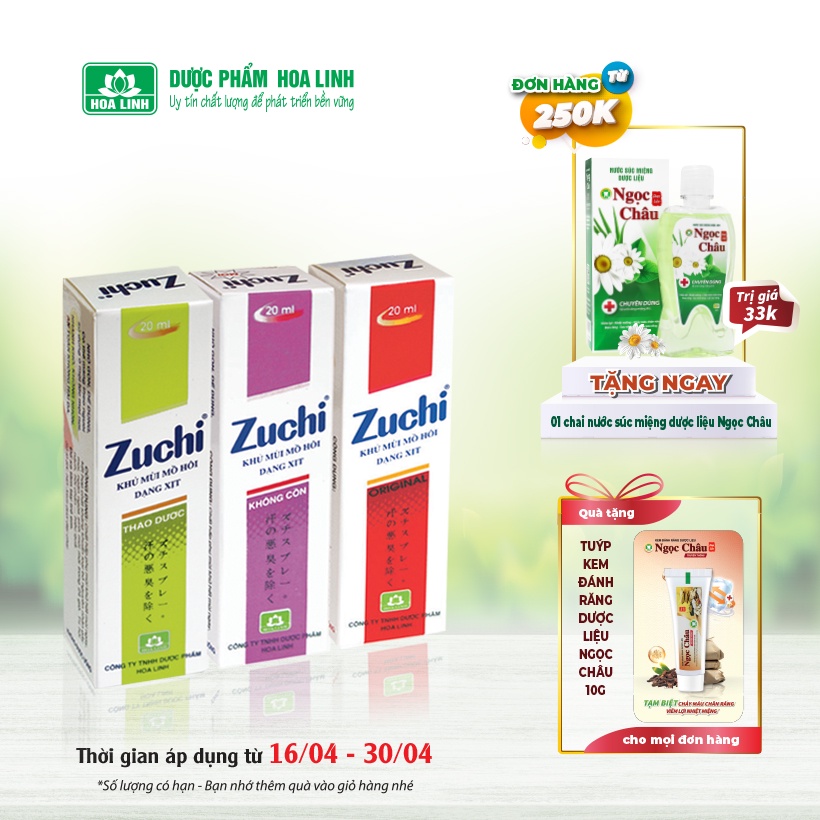 Xịt khử mùi mồ hôi Zuchi 20ml (Màu ngẫu nhiên)