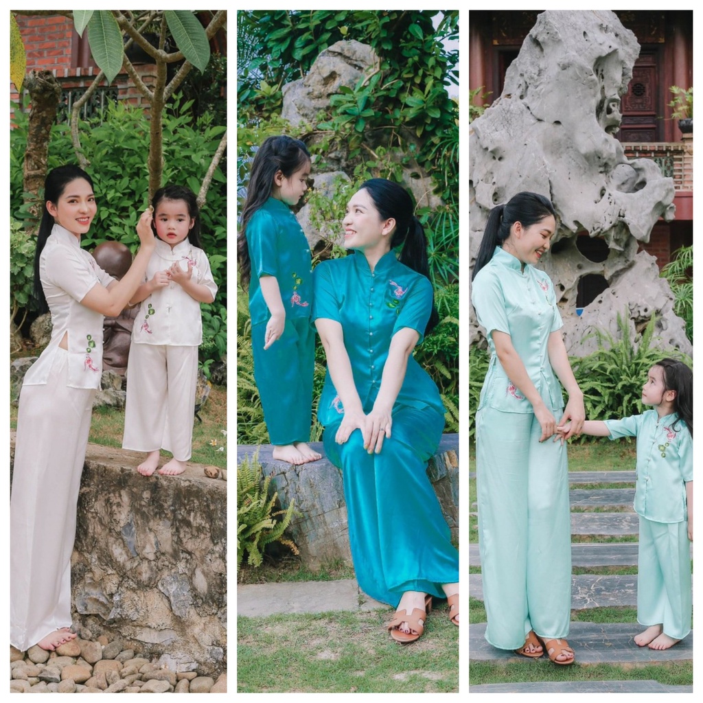 Đồ Lam Đi Chùa # SET Mẫu Cá Cho Mẹ và Bé# SET MẸ VÀ BÉ