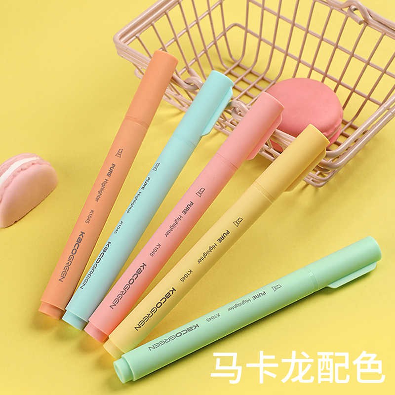 Bộ 5 bút Highlight Plastic KACO Pastel