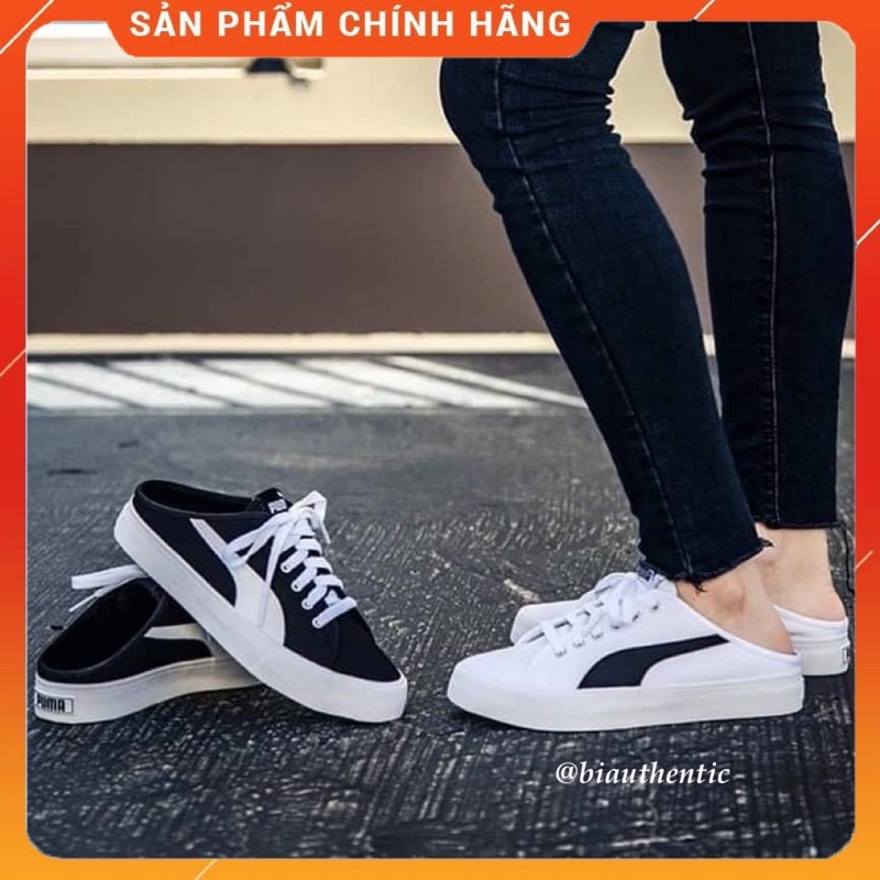 Giày hở gót Puma bari mule màu trắng .Ảnh Thật
