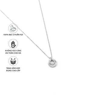 Dây Chuyền Bạc Blue Peach Circle Double DC352