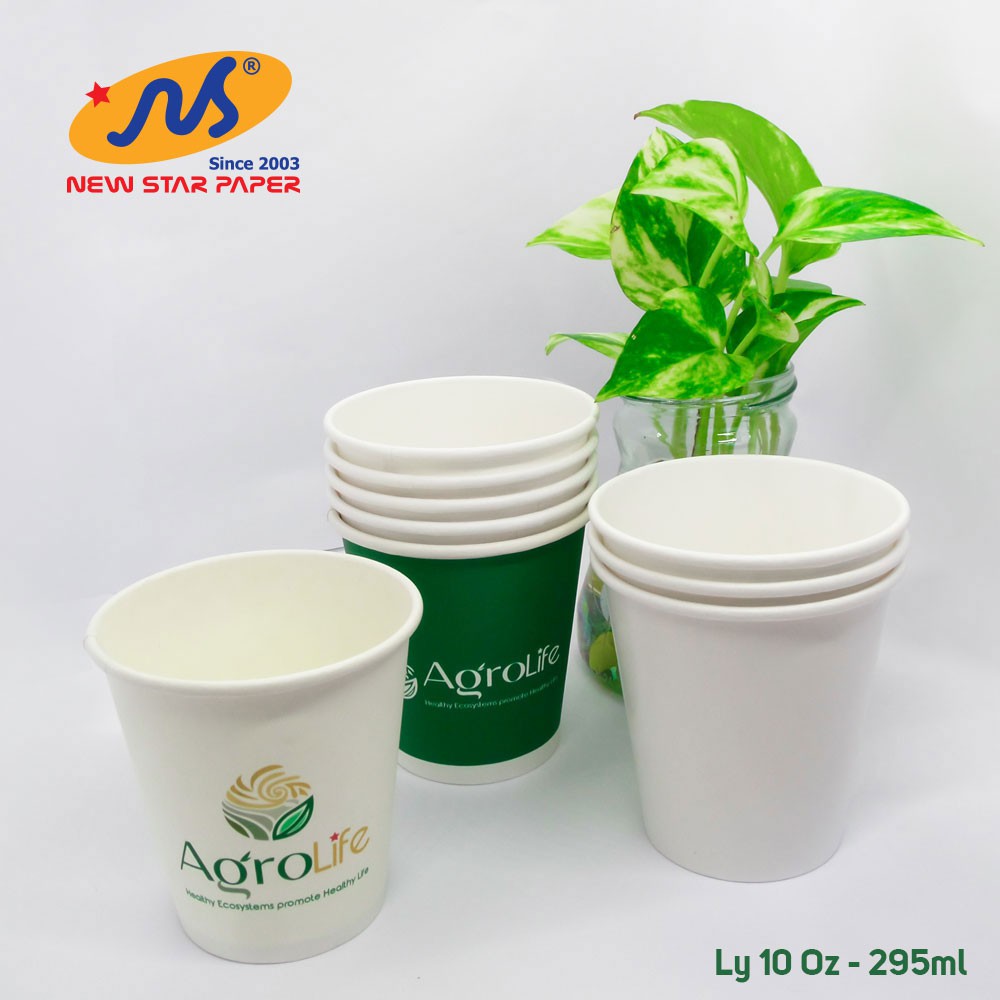 Lốc 50 ly giấy trắng trơn 10oz~295ml hiệu AgroLife | BigBuy360 - bigbuy360.vn