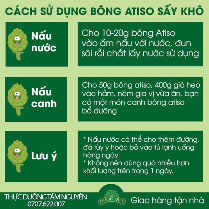 Bông Atiso Đà Lạt sấy khô nguyên chất (Gói 200g)-Chính hãng Ngọc Duy