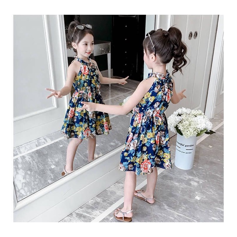 Girls' dress children's floral suspender dress summer dress 2021 new skirt little girl's pure cotton Princess Dress