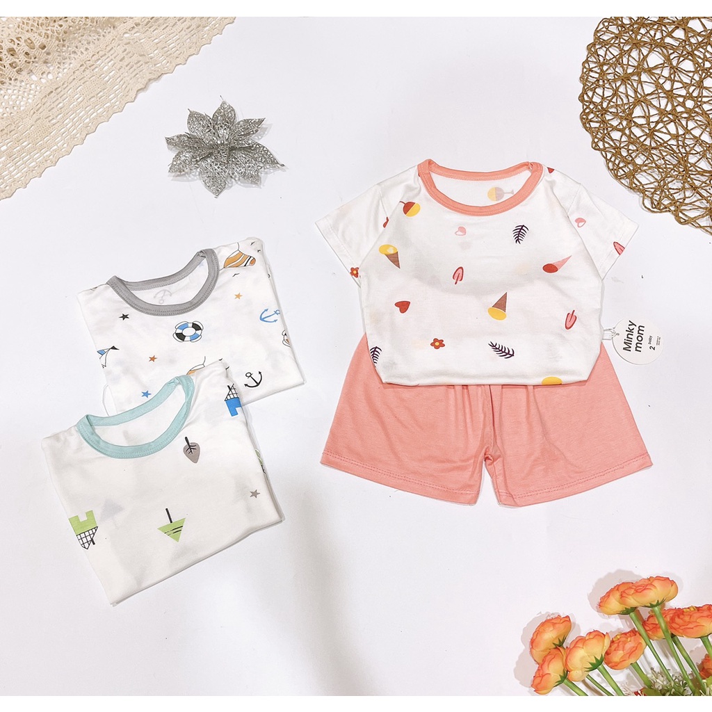 Quần áo bé trai bé gái tay ngắn Avarler quần áo sơ sinh bé gái chất liệu thun lạnh thoáng mát mùa hè