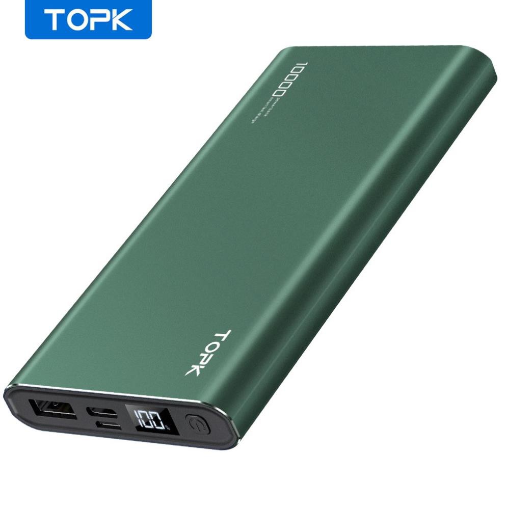 abc Sạc Dự Phòng TOPK I1006 10000mAh Cho iPhone Huawei Samsung Xiaomi Oppo Vivo Realme Hai Cổng Có Màn Hình Điện Tử