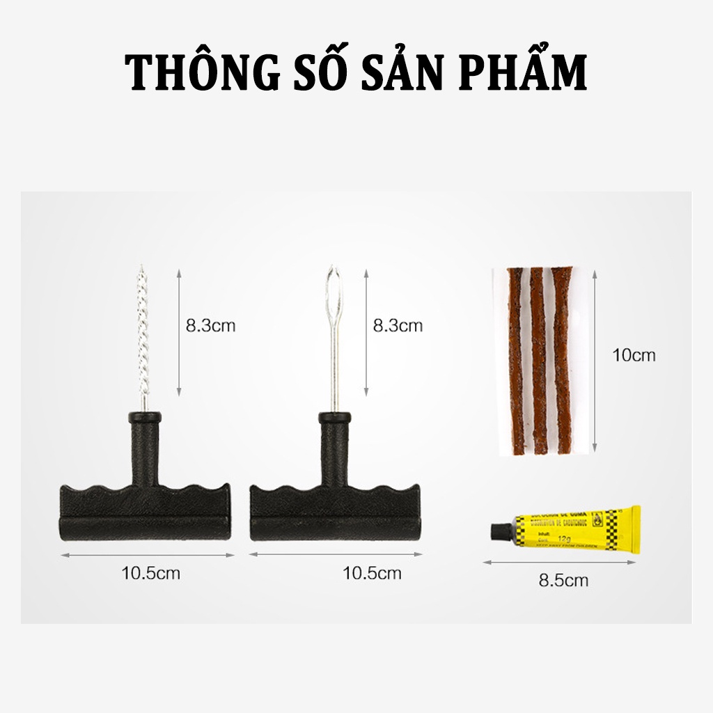 Bộ Dụng Cụ Vá Lốp Xe Không Xăm – Bộ Vá Lốp Ô Tô Dự Phòng Khẩn Cấp, Dùng Cho Xe Ô Tô ,Xe Máy CARZONE.TOP