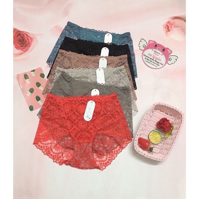 Quần lót ren đùi cạp cao- ren mỏng xuyên thấu không viền tự tin diện đồ body