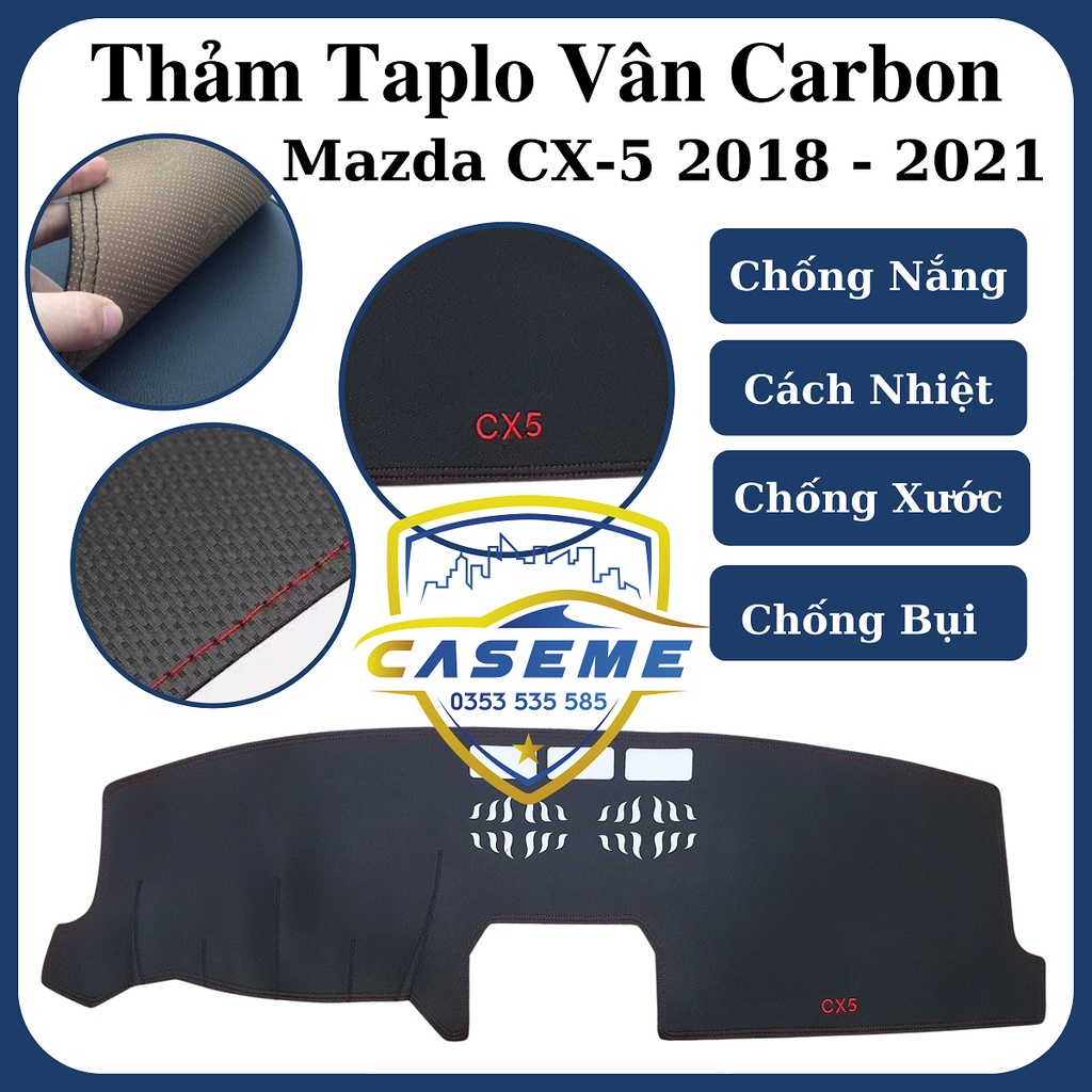 Thảm Taplo Da Mazda CX-5 2018 - 2021 Chất Liệu Vân Carbon Cao Cấp
