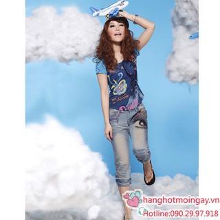 Quần jean lửng nữ in - thêu sành điệu JL5