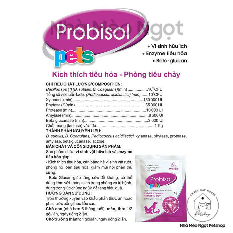 Men tiêu hóa Probisol 5g cho chó mèo -⚡CHỈ 1 NGÀY⚡phòng tiêu chảy, tăng đề kháng - PET&amp;JOI