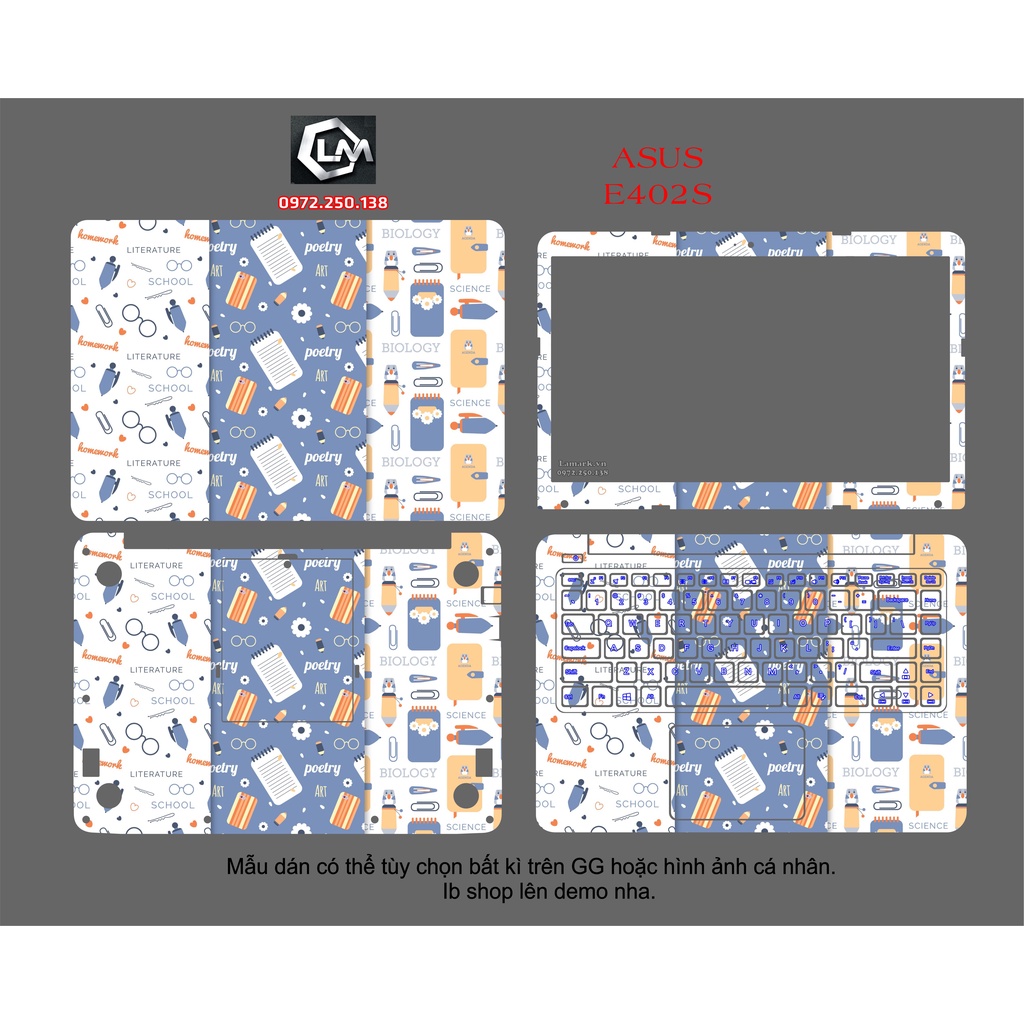 CỨC SỐC Skin DÁN CHO CÁC DÒNG  Asus ExpertBook  , TUF Gaming , Vivobook ,ZENBOOK , ROG theo yêu cầu