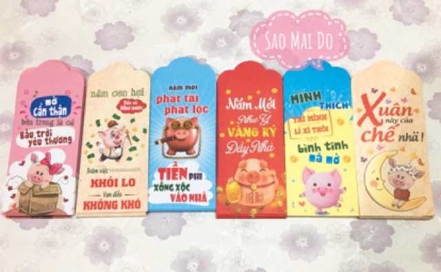 30 bao Lì xì mẫu lợn cute 2019