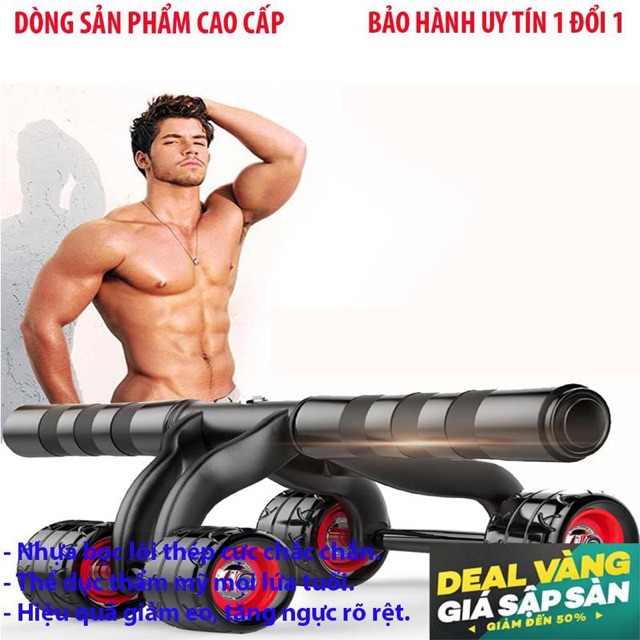 Con Lăn Tập Bụng 4 Bánh Abdominal Wheel lõi thép