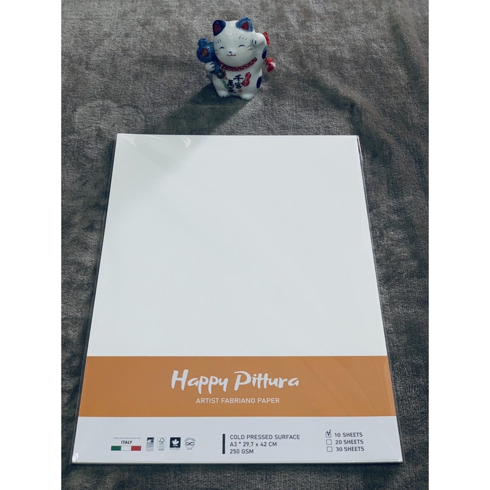 -Giấy vẽ màu nước 250gsm HAPPY PITTURA size A5/A4/A3/A2/A1-