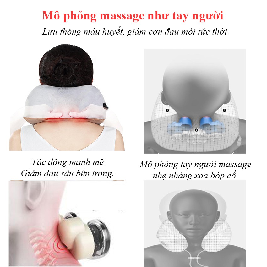 [FREESHIP] Gối massage cổ chữ U cao cấp giúp lưu thông máu huyết kiêm gối ngủ tiện lợi