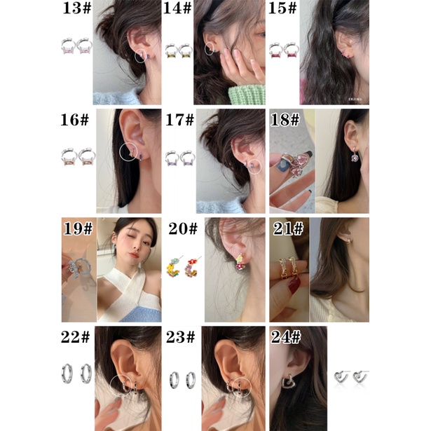 Đôi Khuyên Tai Đính Đá Zircon Màu Hồng Hình Trái Tim Phong Cách Hàn Quốc Thời Trang Mới Cho Nữ