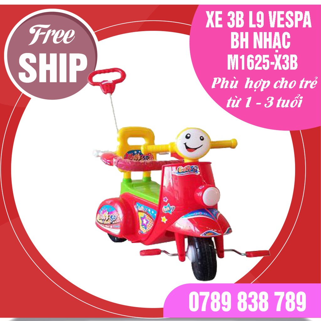 [Nhựa Chợ Lớn] Xe 3 bánh L9 Vespa BH - M1625-X3B NHẠC