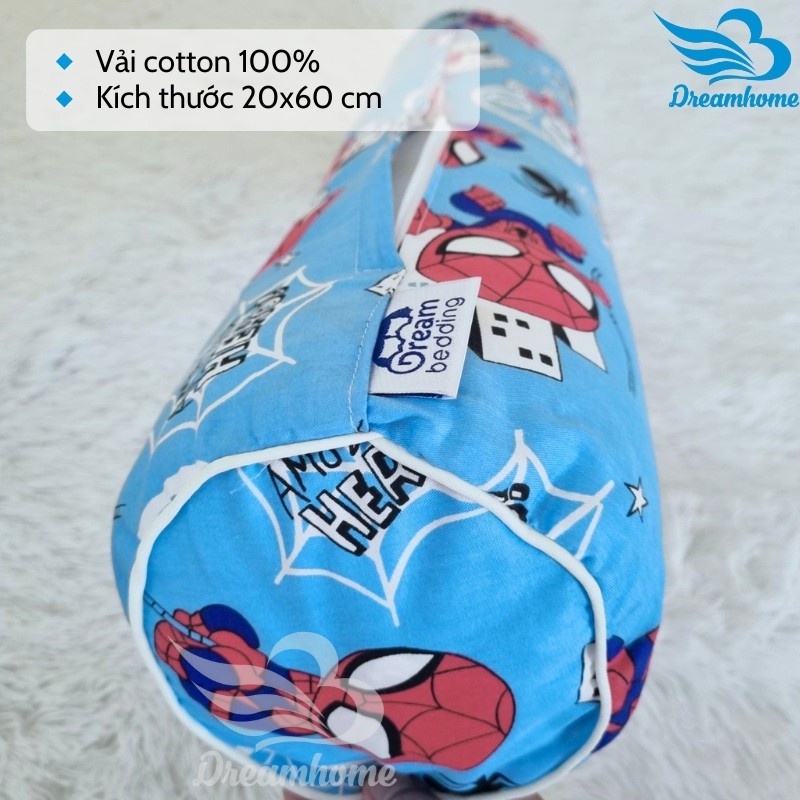 Gối ôm cho bé cotton 100%, vỏ gối ôm cho bé size 20 x 60 cm ruột gối bông - ảnh sản phẩm 5