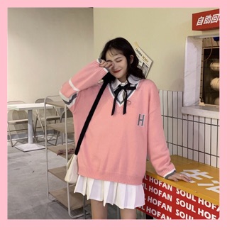 Set áo len hàn quốc kèm áo sơ mi