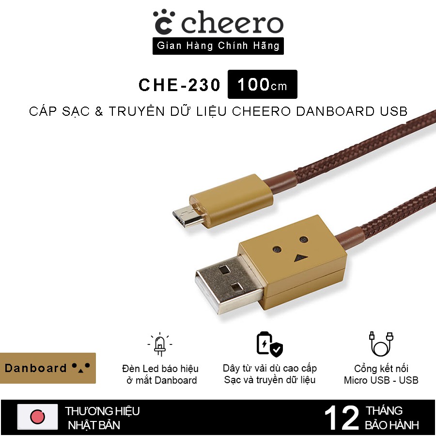 Cáp Sạc Điện Thoại Micro USB CHEERO CHE-230 100cm Thương Hiệu Nhật - Hàng Chính Hãng