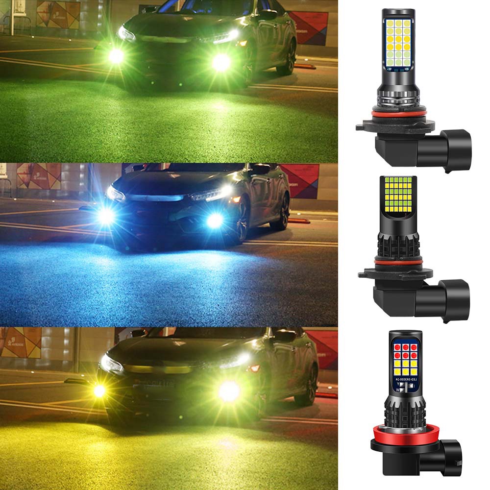 2 pc đèn LED sương mù 2 màu 24SMD H8 H11 H3 H4 H7 9005 HB3 9006 HB4 H16 P13W đèn sương mù ô tô
