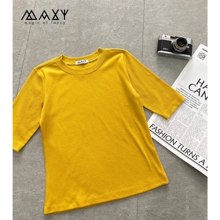 Áo thun tay lỡ ôm dáng Knitted Basic Tee Yellow Maxy Workshop