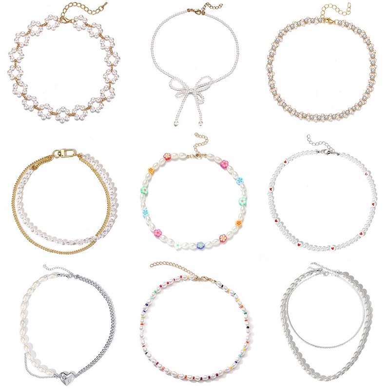 Vòng cổ nhiều lớp mặt hình trái tim và bướm thời trang cho nữ