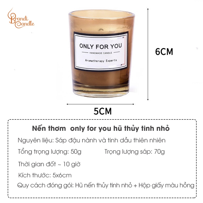 Nến Thơm Trang Trí Only For You Hũ Thủy Tinh Nhỏ Màu Sắc