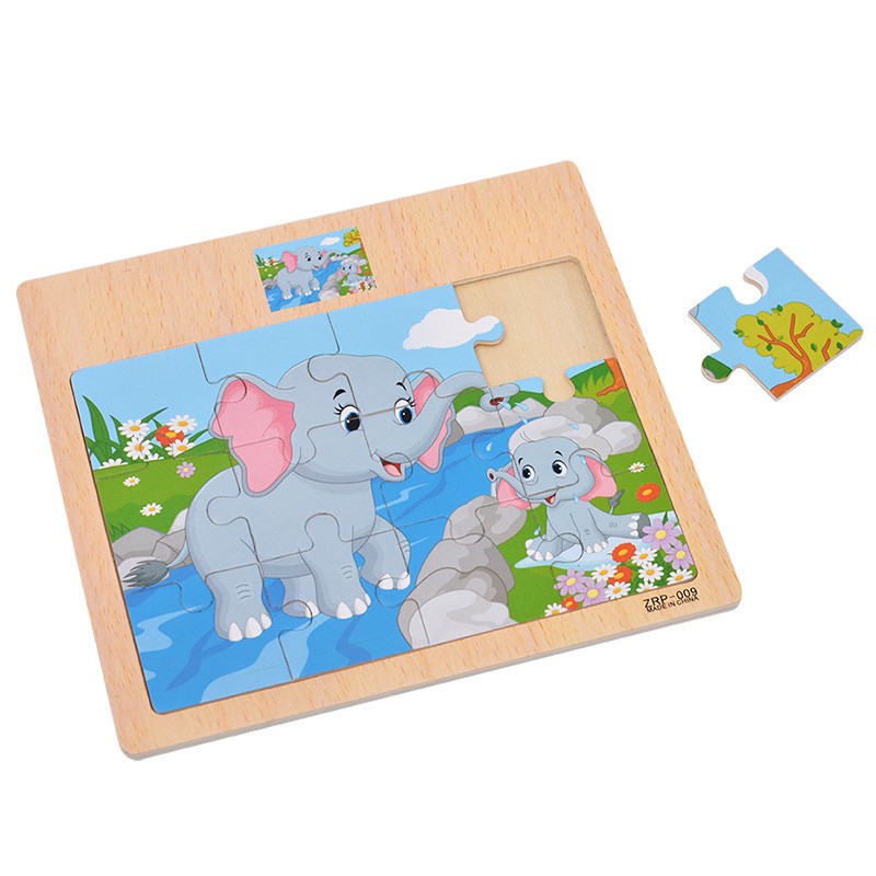 [Mã LIFETOYS1 giảm 30K đơn 99K] Bộ tranh ghép hình động vật hoạt hình cho trẻ em 12 mảnh bằng gỗ