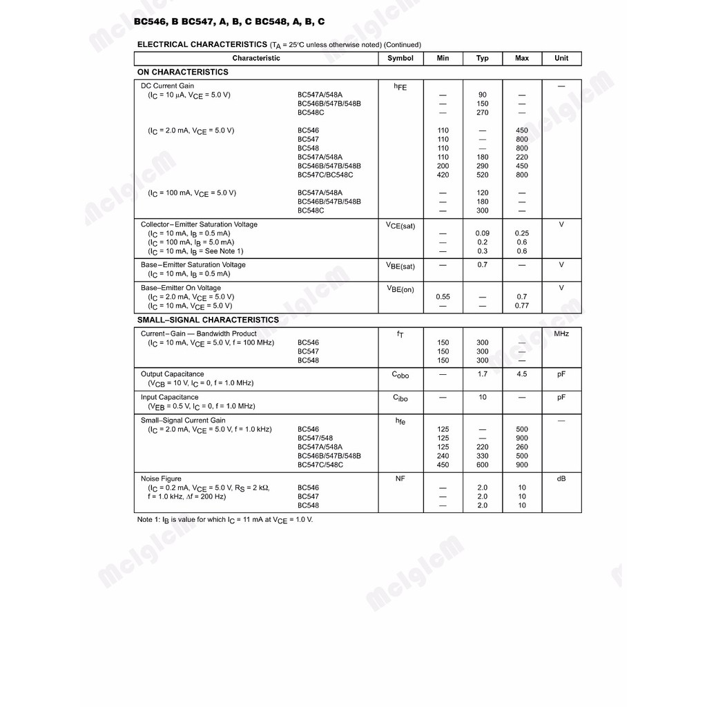 Set 100 linh kiện bán dẫn 3 cực TO-92 0.1A 45V NPN BC547