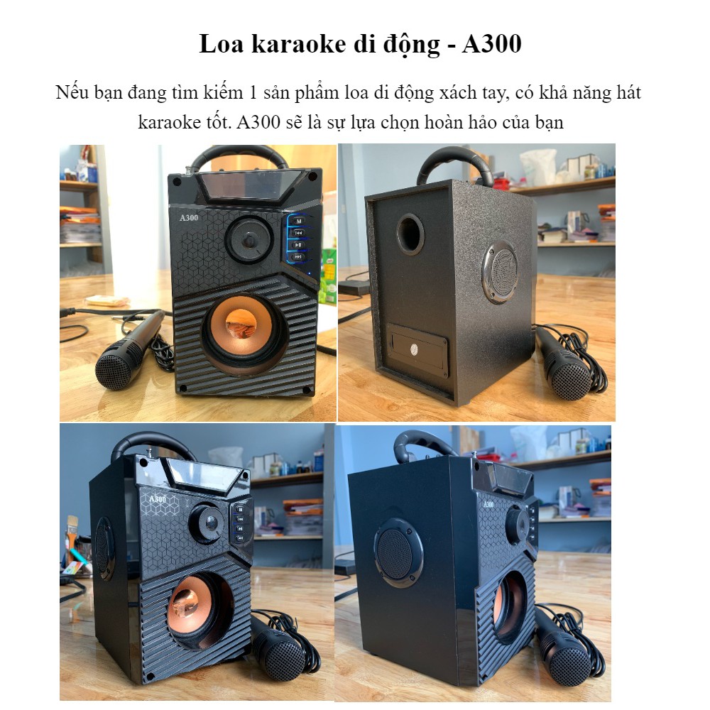 Loa A300 Hozito Cao Cấp Version 2022 + TẶNG MIC HÁT (GIÁ RỂ NHẤT), Loa Hát Karaoke Bluetooth Cầm Tay - BẢO HÀNH 1 ĐỔI 1