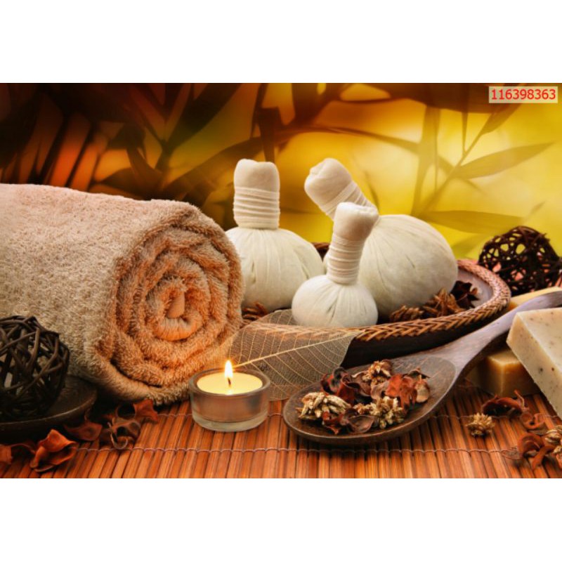 Combo 4 bức tranh dán tường trang trí quán spa 3d