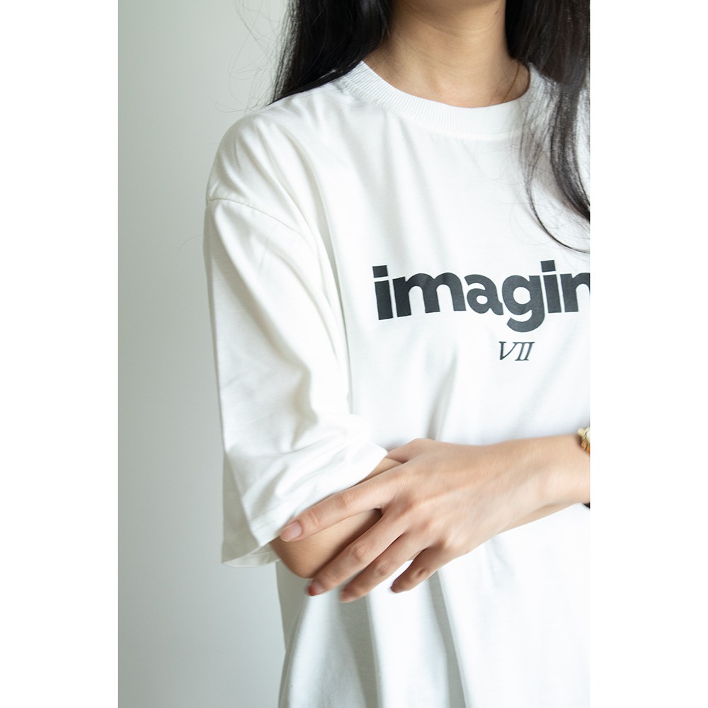 Áo Tshirt Imagine trắng ngắn tay freesize