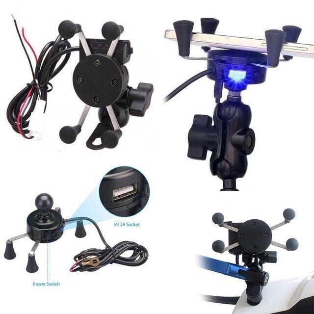 Giá Đỡ điện thoại gắn xe máy có sạc USB gắn xe máy - BH 12 tháng