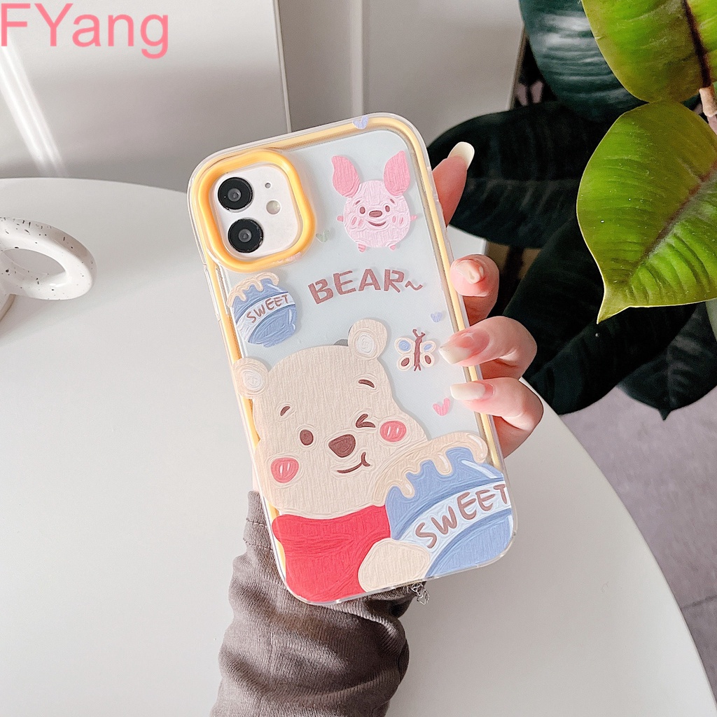 Ốp Điện Thoại Cao Su Chống Sốc 3 Trong 1 Hình Gấu Pooh Cho iPhone 13 13 Pro 12 mini 11 7+ 8+ 6 6s Plus SE X XR XS Max