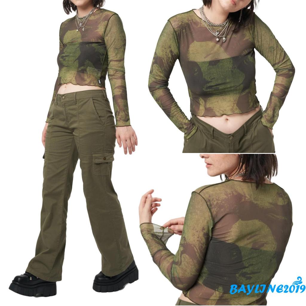 Áo croptop tay dài in hình chân dung ô liu màu xanh lá phong cách vintage độc đáo - size S/ M/ L/ XL