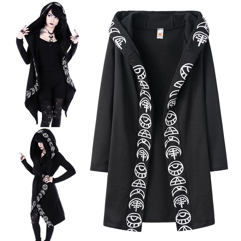 Áo khoác Cardigan tay dài hoạ tiết mặt trăng phong cách Gothic